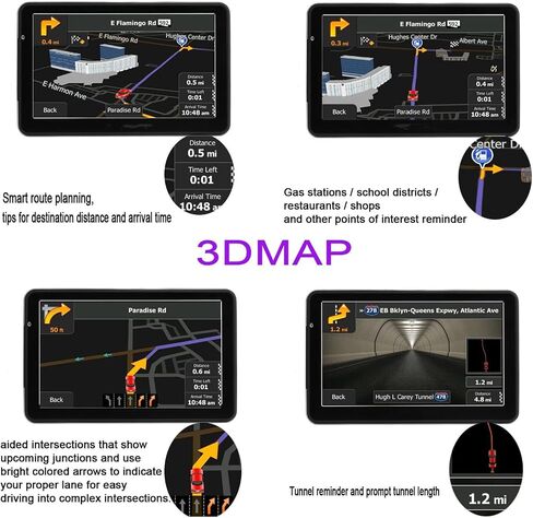 2024 Newest Car GPS Navigator 2.5D Touchscreen 7inch Car GPS, Truck GPS Commercial Drivers,Real Voice prompts Turn Direction， Speed Limit Warning Speed Camera Alert, Lane Guidance Assist, POI in Saudi Arabia