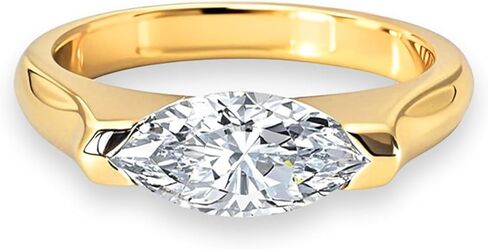 Marquise-Cut Ring for Women, Thick 18K Gold-Plated on 925 Sterling Silver for Long-Lasting Shine – Ideal Gift for Engagement, Anniversary, or Birthday in Saudi Arabia