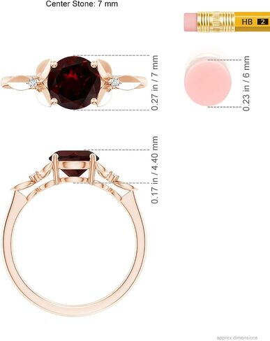 حلقة Angara Natural Garnet Solitaire للنساء في الذهب الصلب 14K | عيد ميلاد ، المشاركة ، الذكرى السنوية ، هدية مجوهرات الزفاف للنساء in Saudi Arabia