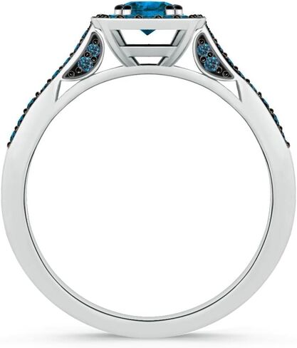 Angara Natural Enhanced Blue Diamond Halo Ring for Women in 14K Solid Gold | Birthday, Engagement, Anniversary, Wedding Jewelry Gift for Women in Saudi Arabia