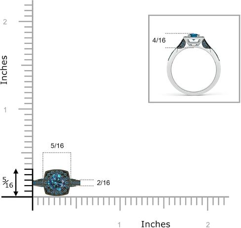 Angara Natural Enhanced Blue Diamond Halo Ring for Women in 14K Solid Gold | Birthday, Engagement, Anniversary, Wedding Jewelry Gift for Women in Saudi Arabia