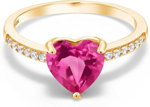 GEM Stone King 18k صفراء الذهب المطلي بالفضة 8 ملم شكل القلب حلقة الأحجار الكريمة الخاتم للنساء | زفاف المشاركة الذكرى السنوية الوعد خاتم القلب للنساء | متوفر في الحجم 5 ، 6 ، 7 ، 8 ، 9 in Saudi Arabia