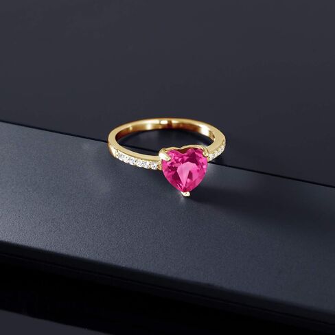 GEM Stone King 18k صفراء الذهب المطلي بالفضة 8 ملم شكل القلب حلقة الأحجار الكريمة الخاتم للنساء | زفاف المشاركة الذكرى السنوية الوعد خاتم القلب للنساء | متوفر في الحجم 5 ، 6 ، 7 ، 8 ، 9 in Saudi Arabia