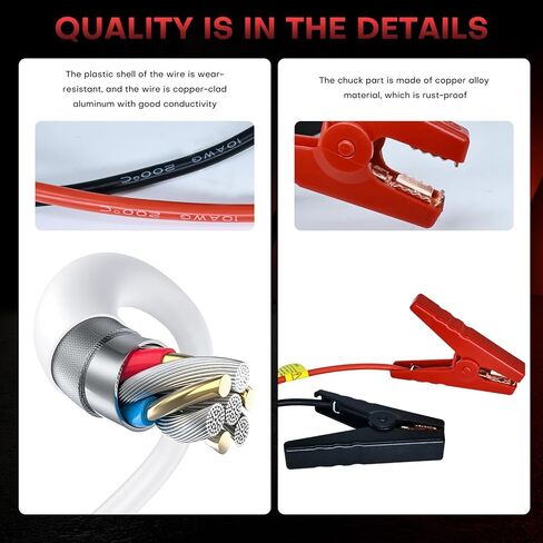 المشابك المبتدئة في القفز الذكي ، EC5 Heavy Duty Jump Starter Automotive Clamp Clamp Cables Clamps Clamps Alcaptor مع شاشة LCD ذكية لـ 12V Car Jump Starter 10AWG in Saudi Arabia