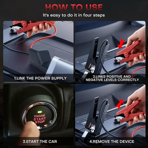 المشابك المبتدئة في القفز الذكي ، EC5 Heavy Duty Jump Starter Automotive Clamp Clamp Cables Clamps Clamps Alcaptor مع شاشة LCD ذكية لـ 12V Car Jump Starter 10AWG in Saudi Arabia