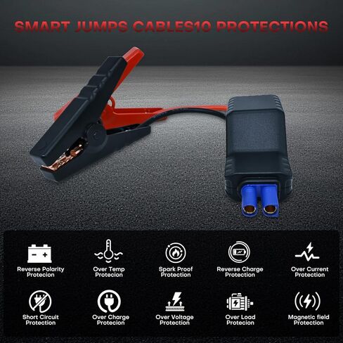 المشابك المبتدئة في القفز الذكي ، EC5 Heavy Duty Jump Starter Automotive Clamp Clamp Cables Clamps Clamps Alcaptor مع شاشة LCD ذكية لـ 12V Car Jump Starter 10AWG in Saudi Arabia
