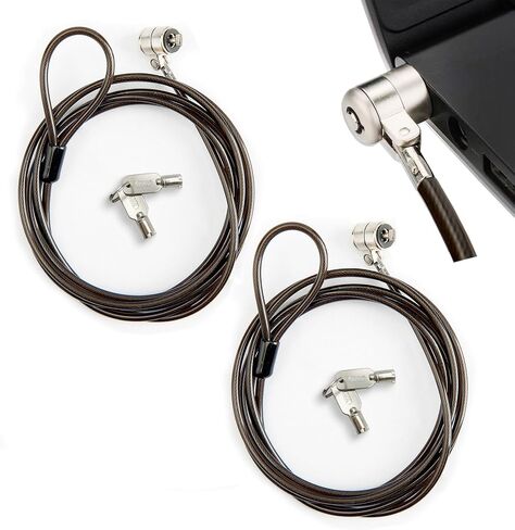 2 Pack Laptop Cable Lock, 6.6 Feet Anti-Theft Security Steel Lock with Keys, Heavy Duty 3x7mm Standard T-Slot Compatible with Lenovo, Asus, Acer Laptops & Tablets, Black in Kuwait