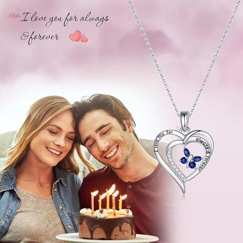 Iefil Jewelry Gifts for Women - 925 Sterling Silver Butterfly Birthstone Necklaces for Women Mothers Day Birthday Gifts for Mom Daughter Anniversary Christmas Gifts for Wife Girlfriend in Saudi Arabia
