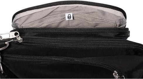 Baggallini Securtex مضاد للسرقة كروس كروسوديس للسفر 11 "W × 8.5" H ، RFID ، محفظة مدمجة ، قفل السوستة in Kuwait