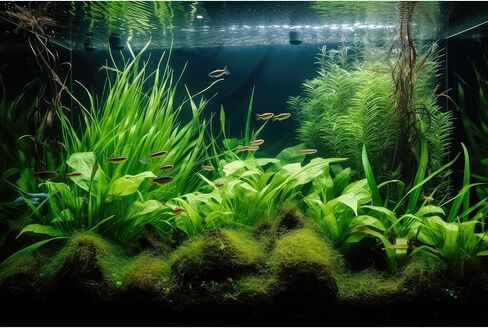 Aquarium Background Underwater Grass Leaves Pebble Aquarium Backdrop Vivid and Fresh Green Aquatic Plant Background Stone River Bed DeadWood Purple Leaves Tank Background Decor Vinyl 24x12in in Saudi Arabia