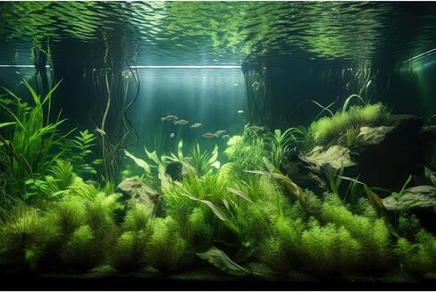 Aquarium Background Underwater Grass Leaves Pebble Aquarium Backdrop Vivid and Fresh Green Aquatic Plant Background Stone River Bed DeadWood Purple Leaves Tank Background Decor Vinyl 24x12in in Saudi Arabia