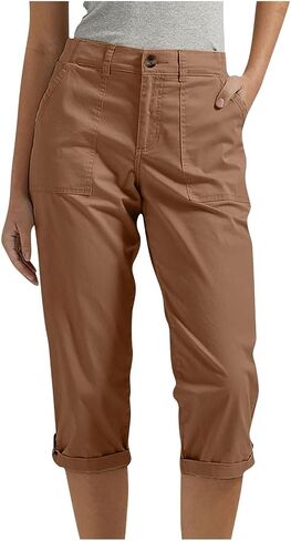 Capri Pants for Women Casual Summer Spring Stretch Straight Leg Cargo Capris with Pockets Rolled Hem Cropped Trouser in Saudi Arabia
