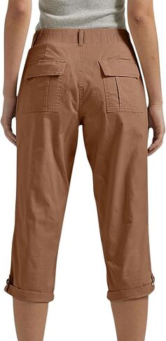 Capri Pants for Women Casual Summer Spring Stretch Straight Leg Cargo Capris with Pockets Rolled Hem Cropped Trouser in Saudi Arabia