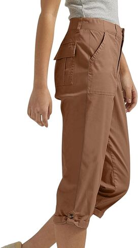 Capri Pants for Women Casual Summer Spring Stretch Straight Leg Cargo Capris with Pockets Rolled Hem Cropped Trouser in Saudi Arabia