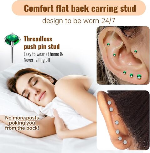 20G مسطح الأقراط في الأزرار 18G حلقات الأنف 24K طلاء الذهب 3 أزواج من التيتانيوم بلا خيوط 16G أقراط غضروف للنساء الرجال tragus conch helix medusa lip مجوهرات مثقبة in Kuwait