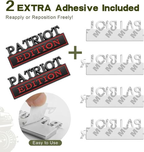 2Pack Patriot Edition Edition Car مع 4 مواد لاصقة ، شارة ثلاثية الأبعاد للشاحنات ، استبدال الملصقات المعدنية متوافقة مع مركبة عالمية ، هدايا مخضرمة للرجال (Silver & Black) in Kuwait