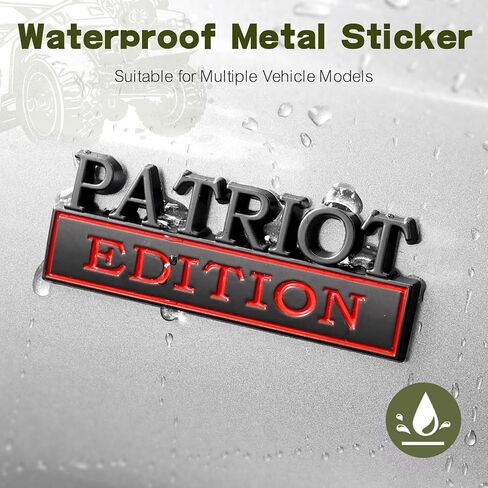 2Pack Patriot Edition Edition Car مع 4 مواد لاصقة ، شارة ثلاثية الأبعاد للشاحنات ، استبدال الملصقات المعدنية متوافقة مع مركبة عالمية ، هدايا مخضرمة للرجال (Silver & Black) in Kuwait