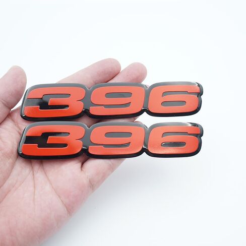 Pair Set 396 Letter Highly Polished Real Aluminum Car Truck Engine Swap Badge Emblem Nameplate (Black Red) in Saudi Arabia