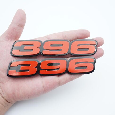 Pair Set 396 Letter Highly Polished Real Aluminum Car Truck Engine Swap Badge Emblem Nameplate (Black Red) in Saudi Arabia