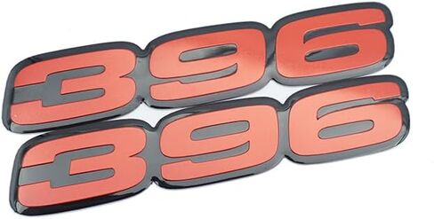 Pair Set 396 Letter Highly Polished Real Aluminum Car Truck Engine Swap Badge Emblem Nameplate (Black Red) in Saudi Arabia