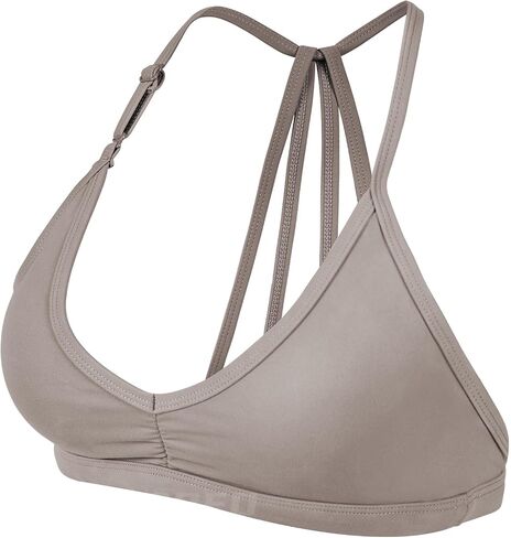 YEOREO حمالات صدر رياضية للتمرين للنساء حمالة صدر مبطنة مفتوحة الظهر لصالة الألعاب الرياضية Lorelie Light Impact Criss Cross Yoga Crop Top بني فاتح M in Kuwait