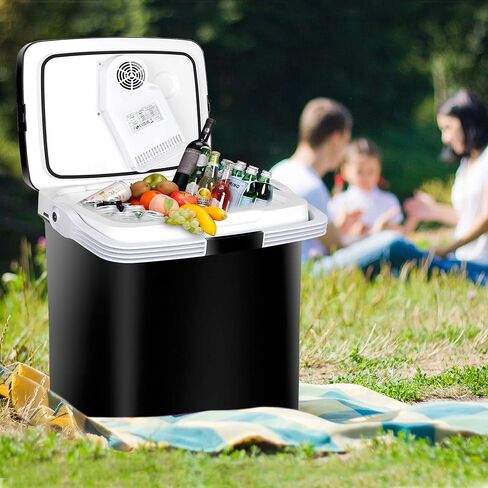 SUPER DEAL Pro 28QT(26L) Portable Electric Cooler and Warmer, Mini 12V DC Car Refrigerator Plug In Cooler Car Refrige for Camping, Fishing, Work Beach Picnic in Kuwait