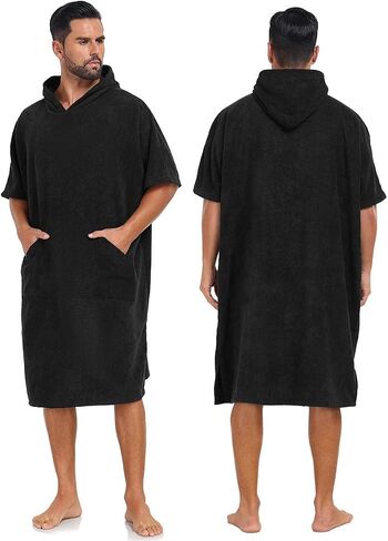 VintageClothing Surf Poncho Changing Robe with Hood, Men Women Thick Quick Dry Microfiber Wetsuit Changing Towel in Kuwait