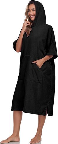 VintageClothing Surf Poncho Changing Robe with Hood, Men Women Thick Quick Dry Microfiber Wetsuit Changing Towel in Kuwait