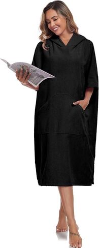 VintageClothing Surf Poncho Changing Robe with Hood, Men Women Thick Quick Dry Microfiber Wetsuit Changing Towel in Kuwait