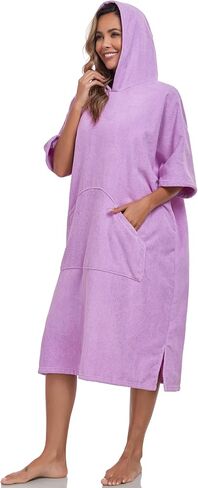 VINTAGECLOTHING SURF PONCHO ROBE مع غطاء محرك السيارة ، والرجال نساء سميكة سميكة الجافة الجافة بذلة الألياف in Kuwait
