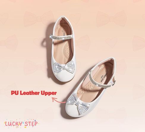 LUCKY STEP Girls Dress Flats Casual Mary Jane Ballet Shoes Bow Rhinestones Wedding Party Shoe for Little Kids in Saudi Arabia