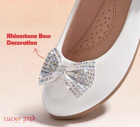 LUCKY STEP Girls Dress Flats Casual Mary Jane Ballet Shoes Bow Rhinestones Wedding Party Shoe for Little Kids in Saudi Arabia