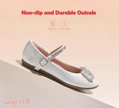 LUCKY STEP Girls Dress Flats Casual Mary Jane Ballet Shoes Bow Rhinestones Wedding Party Shoe for Little Kids in Saudi Arabia