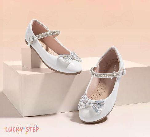 LUCKY STEP Girls Dress Flats Casual Mary Jane Ballet Shoes Bow Rhinestones Wedding Party Shoe for Little Kids in Saudi Arabia