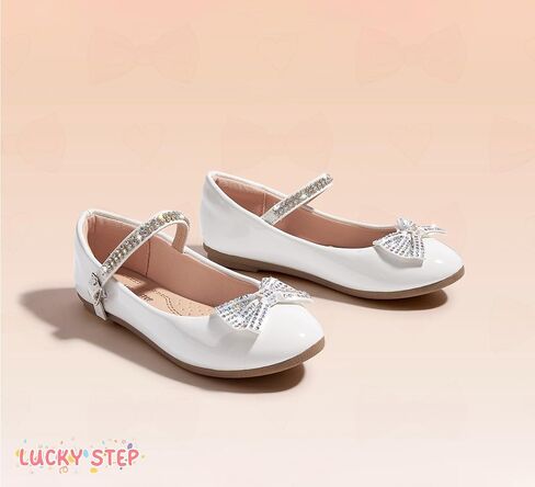 LUCKY STEP Girls Dress Flats Casual Mary Jane Ballet Shoes Bow Rhinestones Wedding Party Shoe for Little Kids in Saudi Arabia