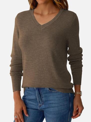 Women's V Neck Sweater Wool Blend خفيفة الوزن سحب الأكمام الطويلة قمم الأعمال التجارية غير الرسمية السقوط 2025 العصرية in Kuwait