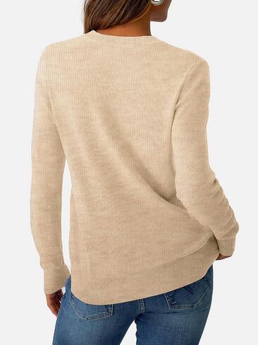 Women's V Neck Sweater Wool Blend خفيفة الوزن سحب الأكمام الطويلة قمم الأعمال التجارية غير الرسمية السقوط 2025 العصرية in Kuwait
