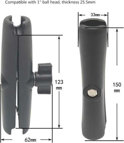 150mm Length Aluminium Alloy Double Socket Arm for with 1Inch Base Mount Motorcycle Camera Extension Arm in Saudi Arabia