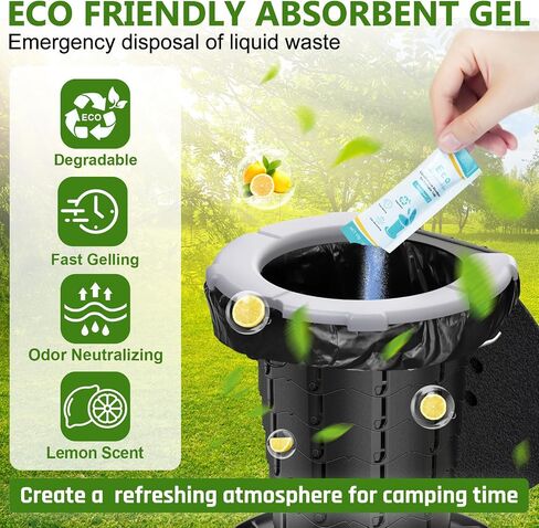 BLIKA 40 Count Camping Toilet Bags Eco Absorbent Gel Set, Toilet Replacement Bags with Toilet Powder, 8 Gallon, 30 Liter, Heavy Duty 1 Mil, Compostable Portable Toilet Bags for Camping Outdoor in Saudi Arabia
