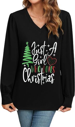 ZAFUL Women's Long Sleeve V-Neck Tunic Tops Halloween Cute Graphic Loose Casual Basic Blouse in Saudi Arabia