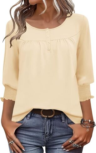 Akewei 3/4 طول الأكمام قمم المرأة 2025 أزياء الصيف قمم للنساء Crewneck in Saudi Arabia