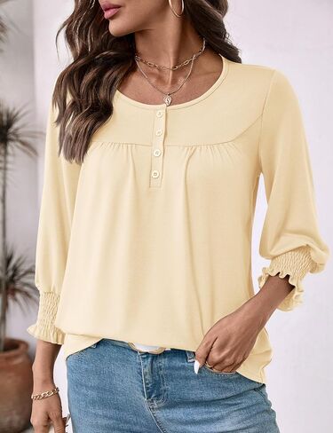 Akewei 3/4 طول الأكمام قمم المرأة 2025 أزياء الصيف قمم للنساء Crewneck in Saudi Arabia