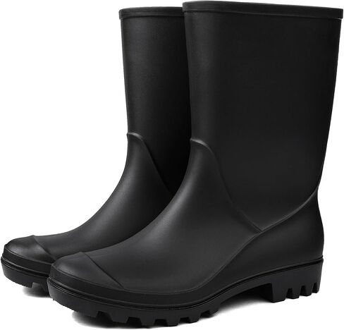 DKSUKO Men's Mid-calf Rain Boots,Waterproof Antil-Slip PVC Garden Work Boots，Outdoor Rubber Boots in Kuwait