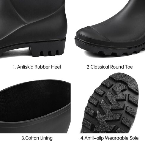DKSUKO Men's Mid-calf Rain Boots,Waterproof Antil-Slip PVC Garden Work Boots，Outdoor Rubber Boots in Kuwait