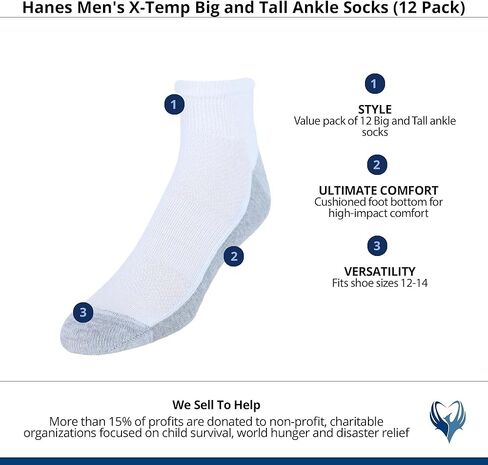جوارب Hanes Mens ، جوارب الكاحل المغطاة بـ X-Temp in Saudi Arabia