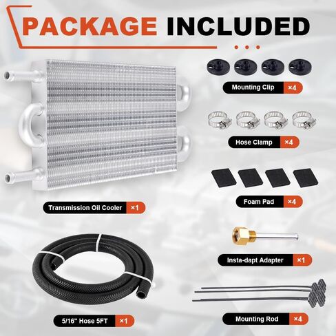 Universal 5/16" Transmission Oil Cooler Kit, Aluminium alloy 4 Pass Tube and Fin Oil Cooler Kit(Sliver) in Kuwait