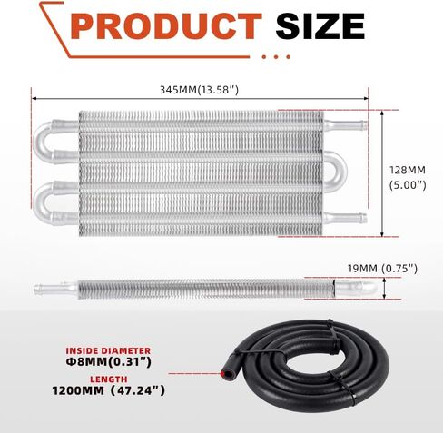 Universal 5/16" Transmission Oil Cooler Kit, Aluminium alloy 4 Pass Tube and Fin Oil Cooler Kit(Sliver) in Kuwait