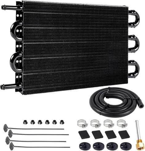 Universal 5/16" Transmission Oil Cooler Kit, Aluminium alloy 4 Pass Tube and Fin Oil Cooler Kit(Sliver) in Kuwait