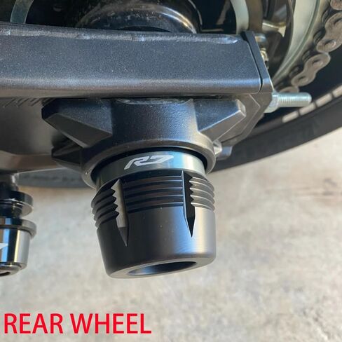 1PAIR متوافق مع YZF R7 2025 2024 2023 YZFR7 2022 2021 YZF-R7 دراجة نارية الأمامية الخلفية الإطار الشوكة الإطار المنزلق محور محور محور منصات تحطم محور (أسود) in Kuwait