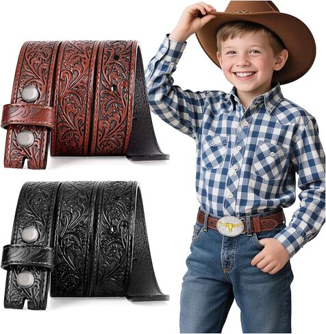 3-Pack Kids Western Belt Straps Genuine Leather for Boys & Girls in Saudi Arabia
